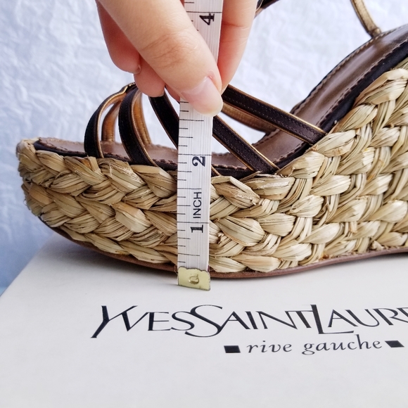 YSL Satin Straw Wedges - Picture 8 of 12